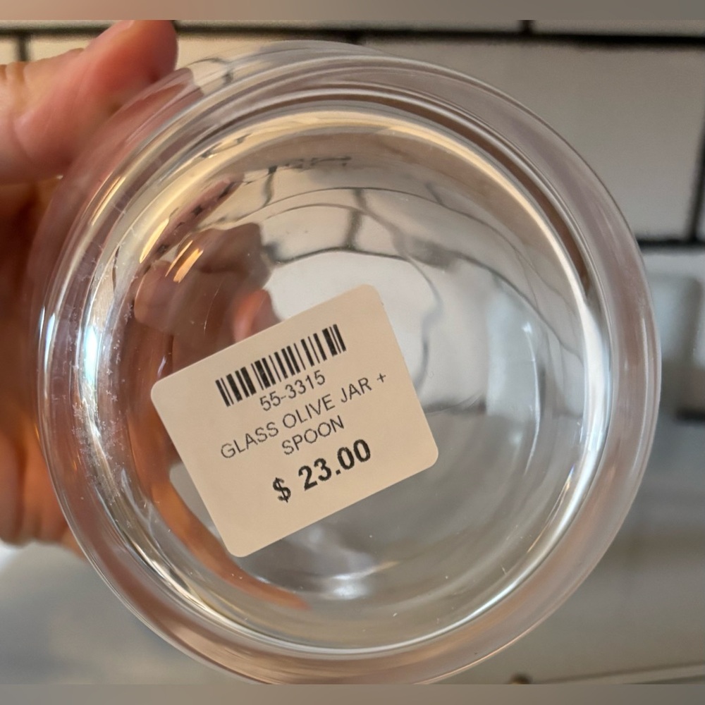 Clear Glass Olive Jar with Lid and Spoon- NWT - Picture 3 of 3